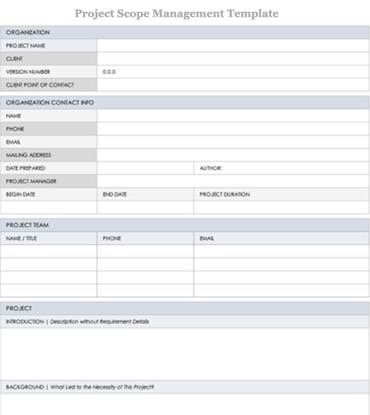 Project Scope Management Plan Template